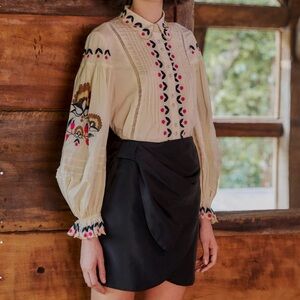 Farm Rio Black Taffeta Mini Skirt